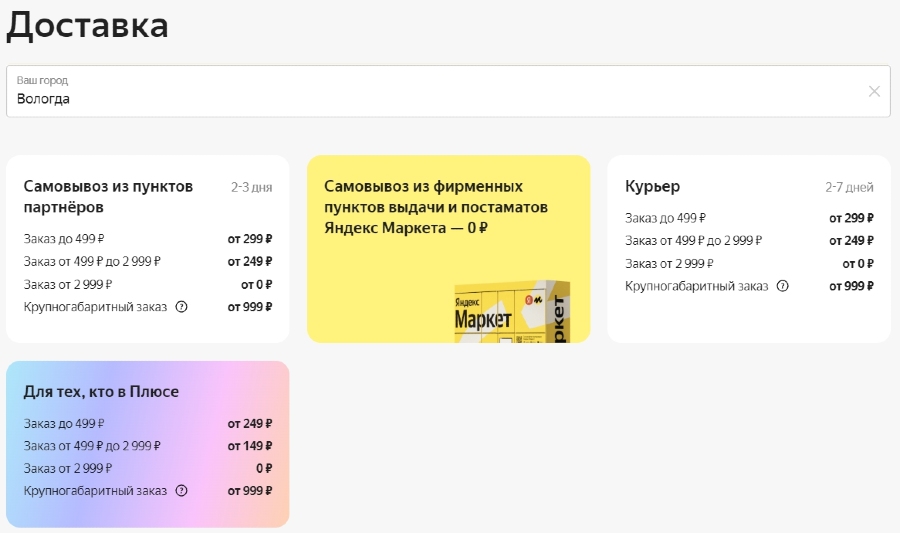 бесплатная доставка на Яндекс Маркет